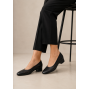 Pantofi dama negri perforati din piele naturala cu toc mic Loriana CLP05N